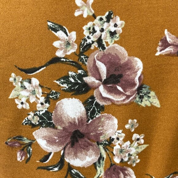 Hem & Thread Tiered Mini Dress Gold Floral S Small Long Sleeve - Picture 5 of 7